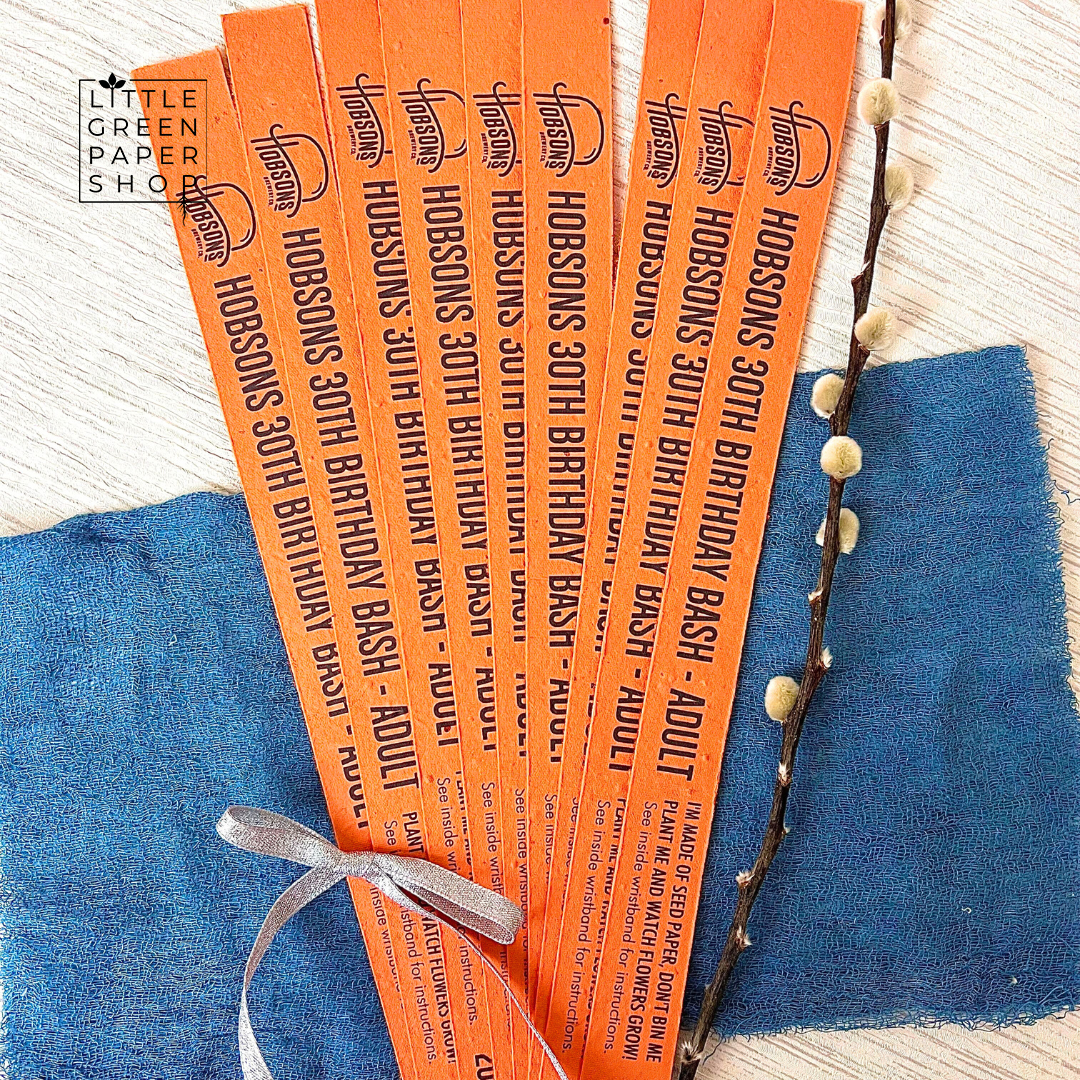 Seed Paper Wristbands from Little Green Paper Shop