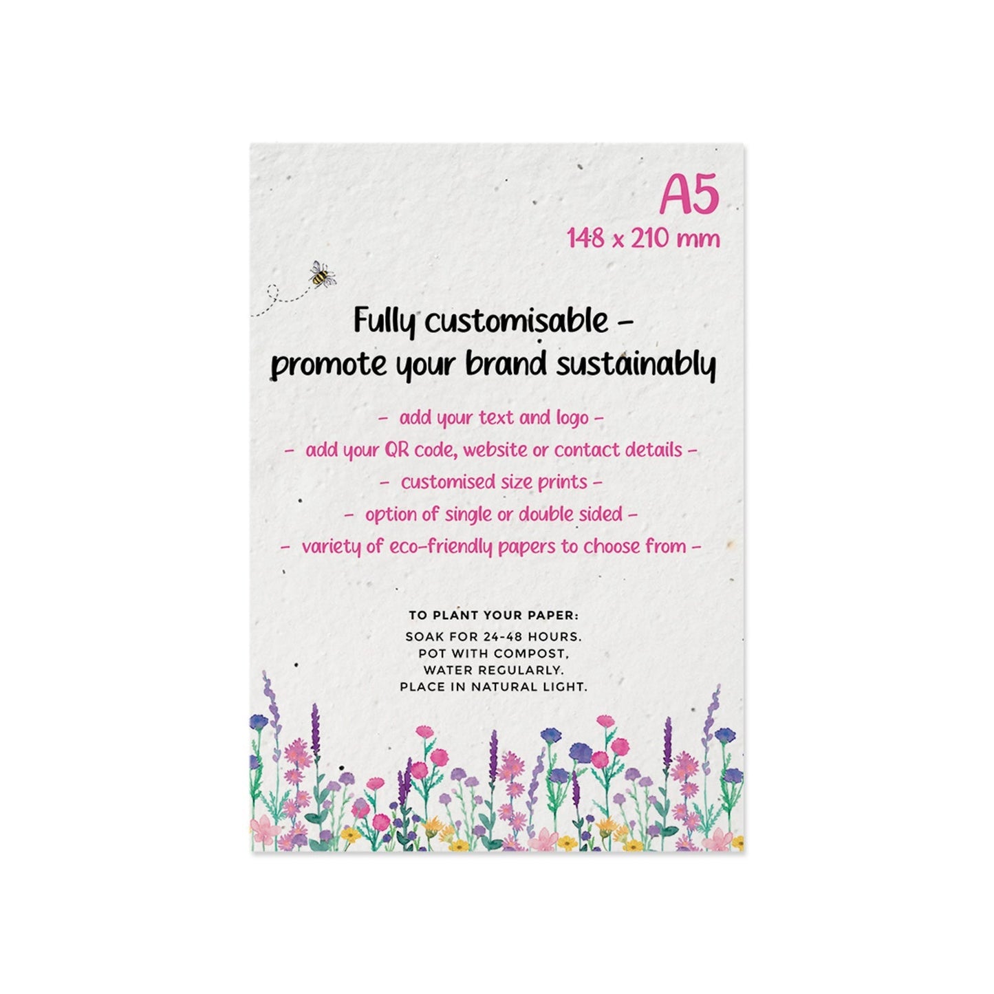 Seed Paper Prints A5 Plantable Seed Paper | Little Green Paper Shop