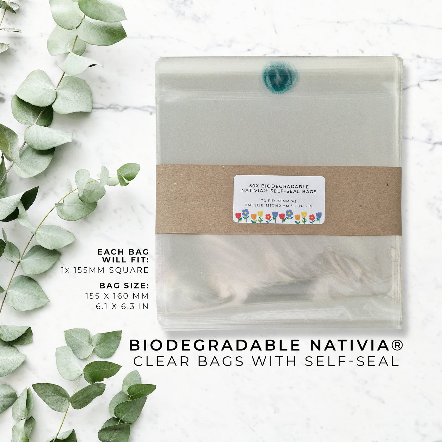 Biodegradable Bags - SQ 155mm (pack of 50)