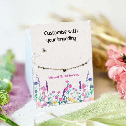Gold Heart Bracelet on Plantable Backing Card