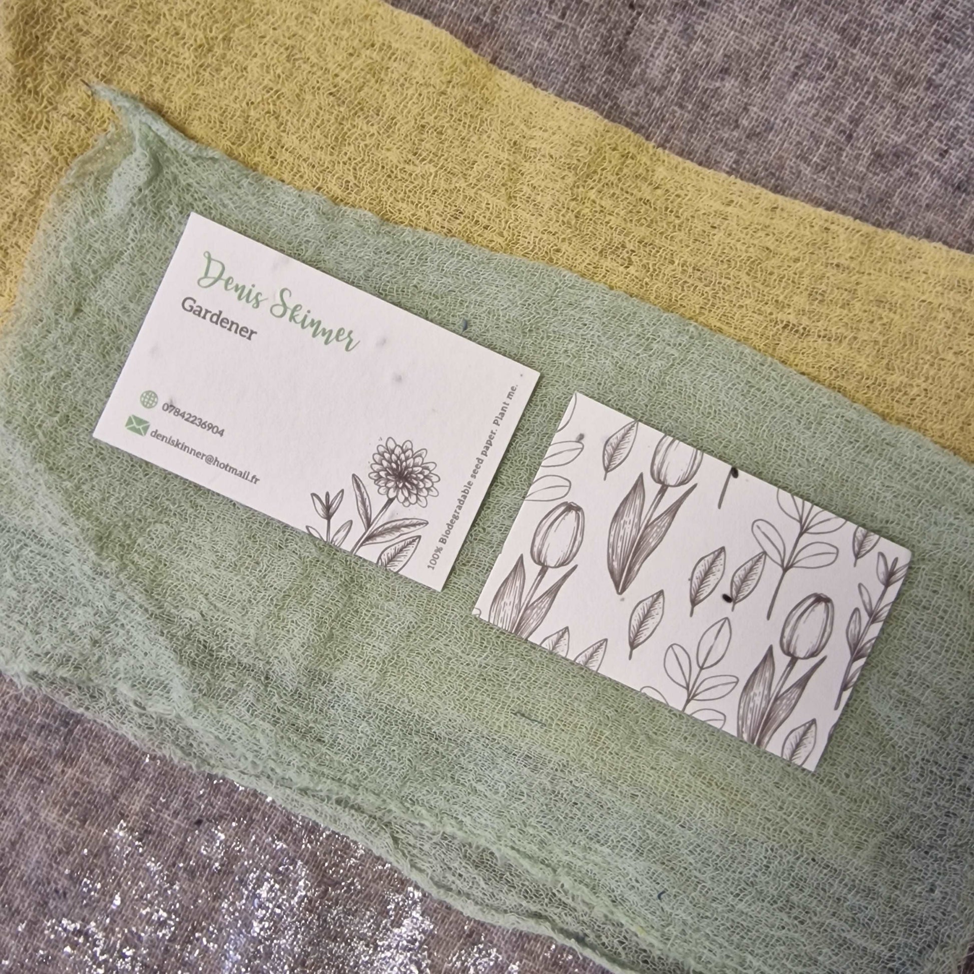 Seed paper business cards Little Green Paper Shop