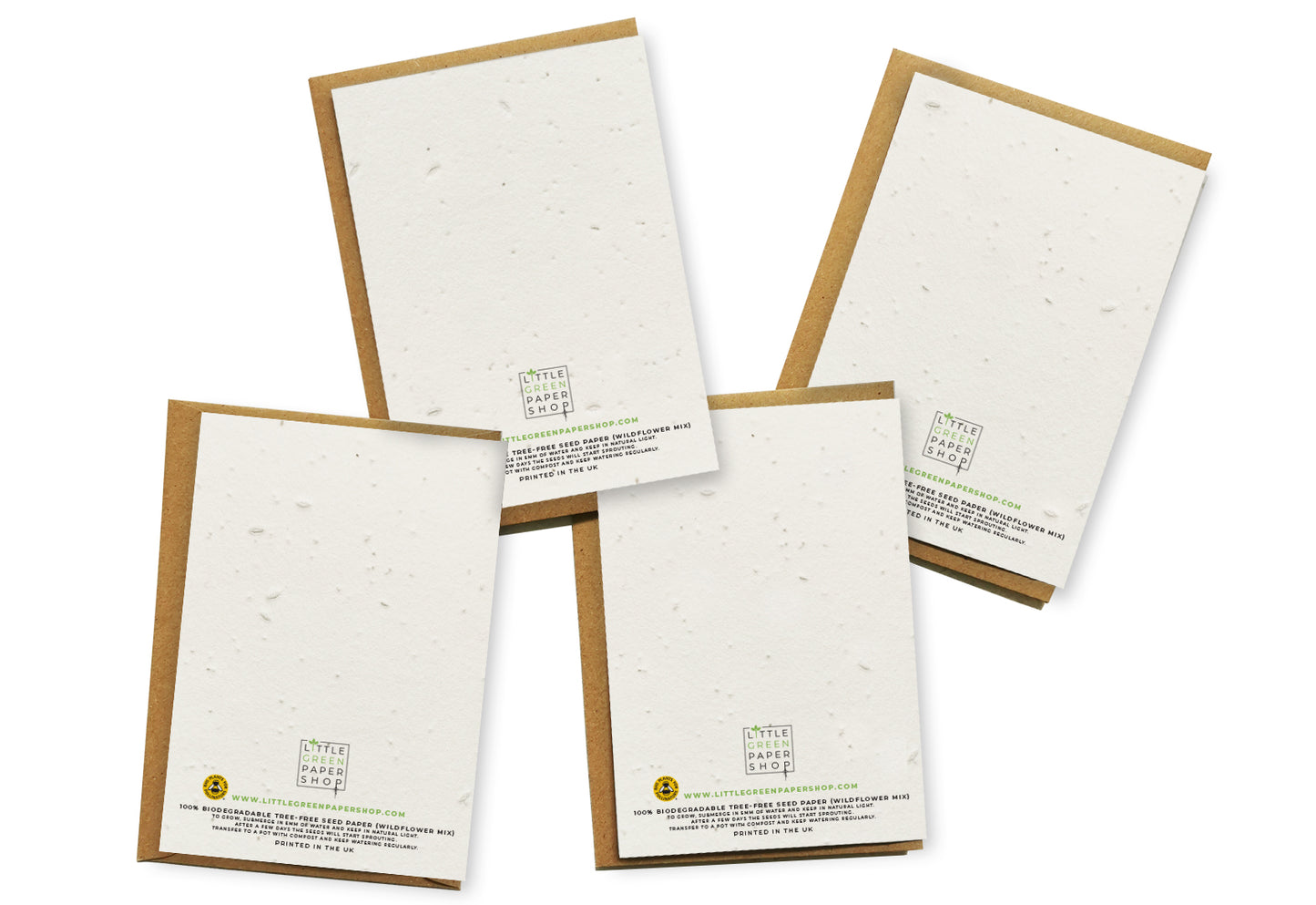 Plantable Seed Paper Card 4-Pack - Bees Greeting Card Little Green Paper Shop