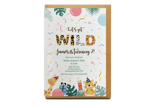 Plantable Seed Paper Party Invitation - SAFARI WILD Little Green Paper Shop
