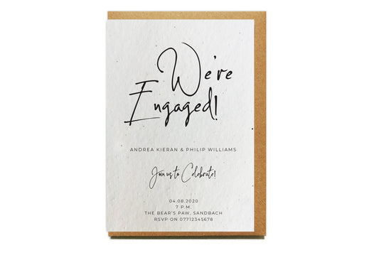 Plantable Seed Paper Party Invitation - SIGNATURE ENGAGEMENT Little Green Paper Shop