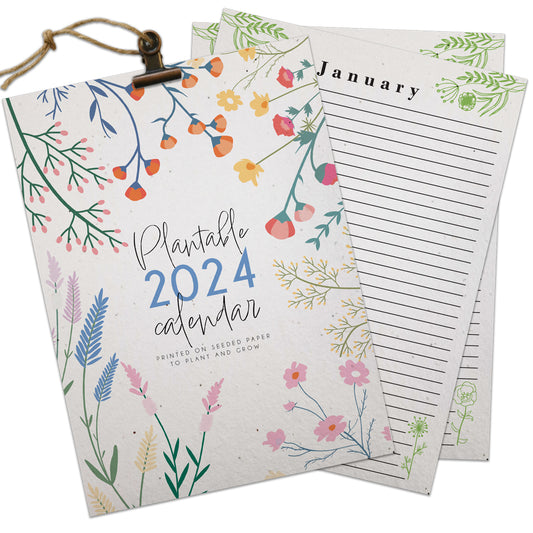 Seed Paper Plantable 2024 Calendar A5 - Flower Trails