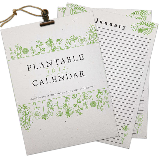 Seed Paper Plantable 2024 Calendar A5 - Green Flowers