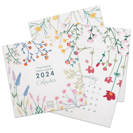 Seed Paper Plantable Desktop 2024 Mini Calendar - Flower Trails