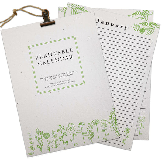 Seed Paper Plantable 12-month Calendar A5 - Green Meadow