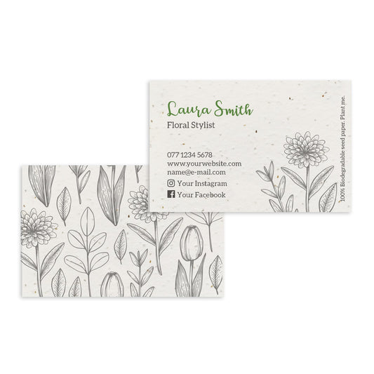 Seed paper business cards Little Green Paper Shop