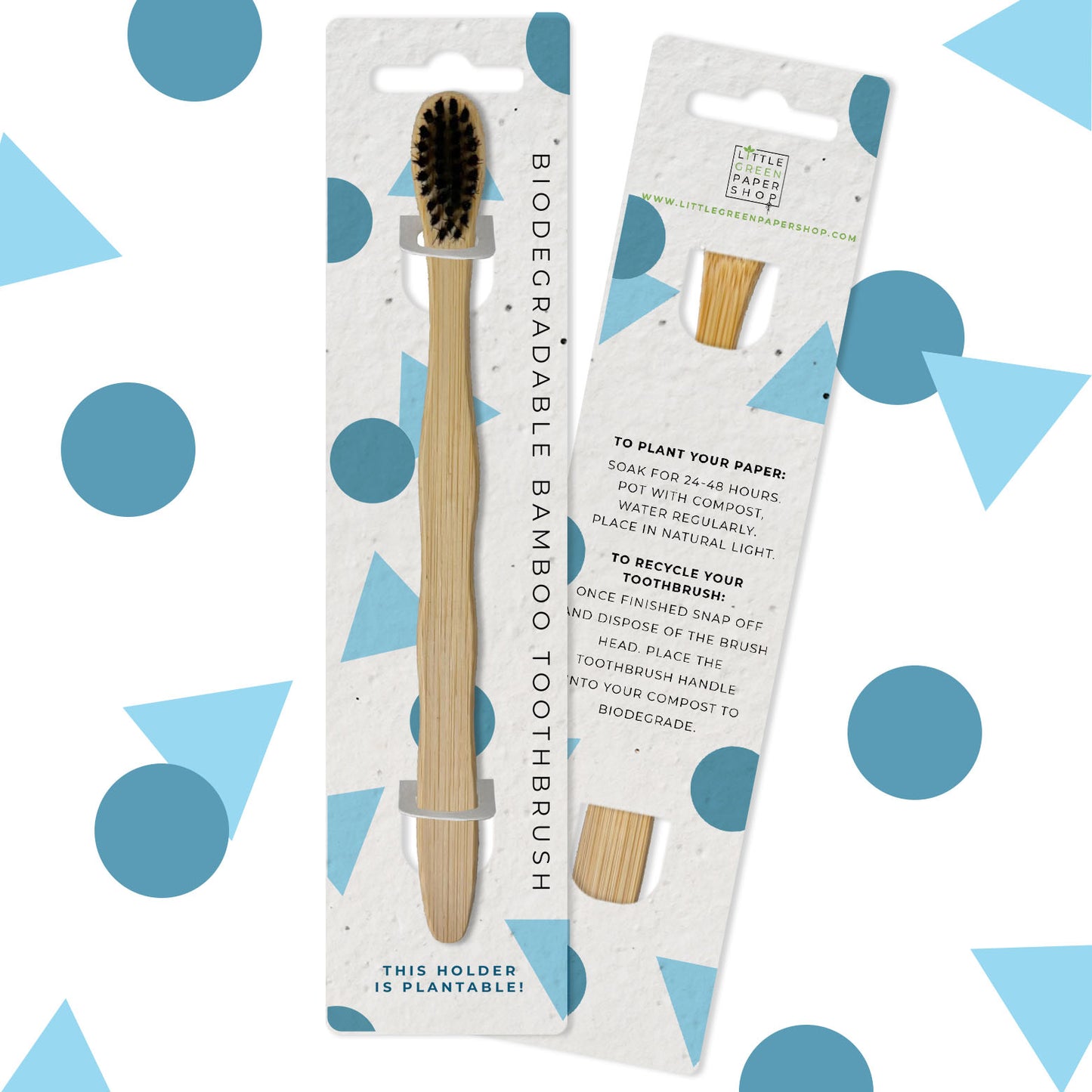 Eco-Friendly Bamboo Toothbrush - Geometric Blues