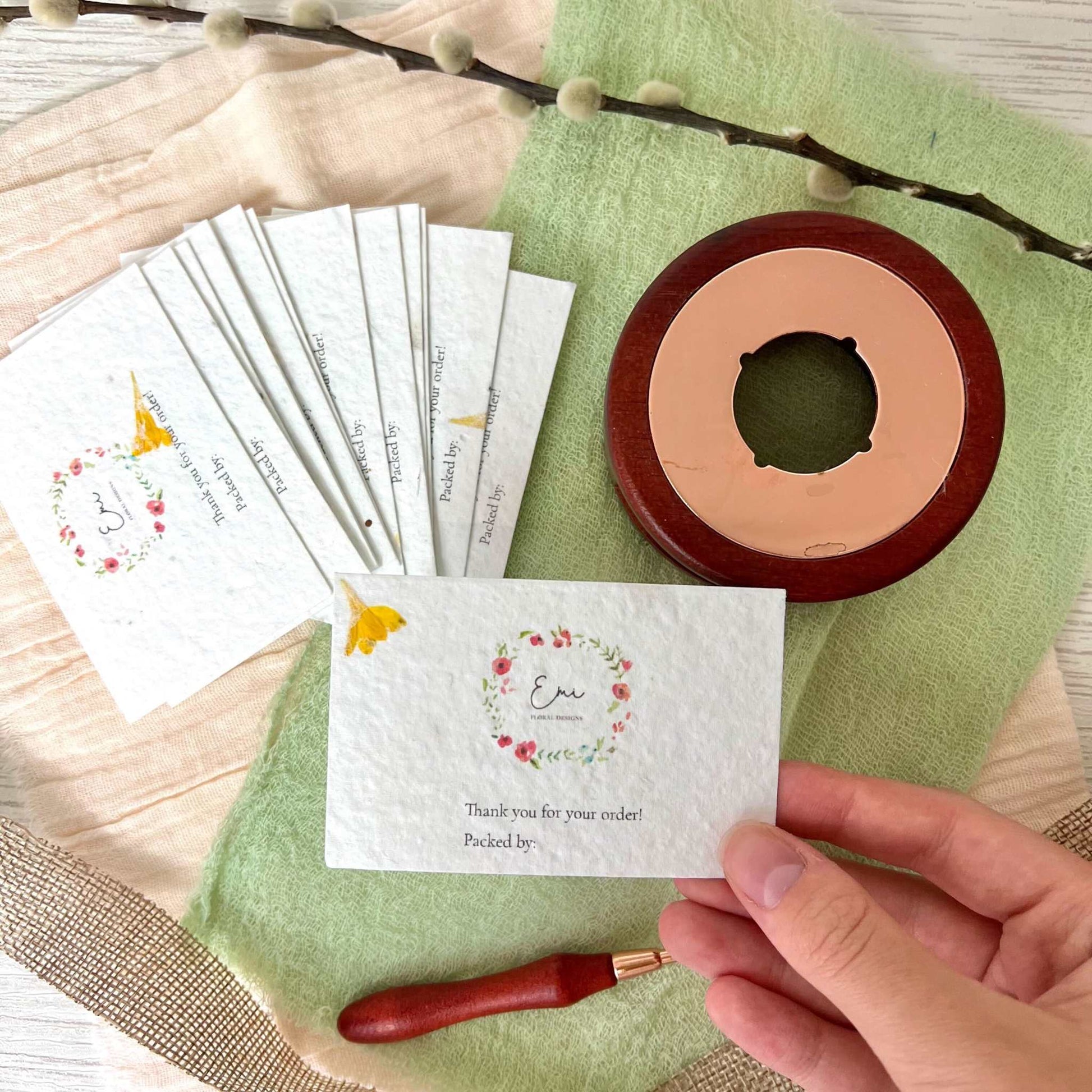 Seed paper business cards Little Green Paper Shop