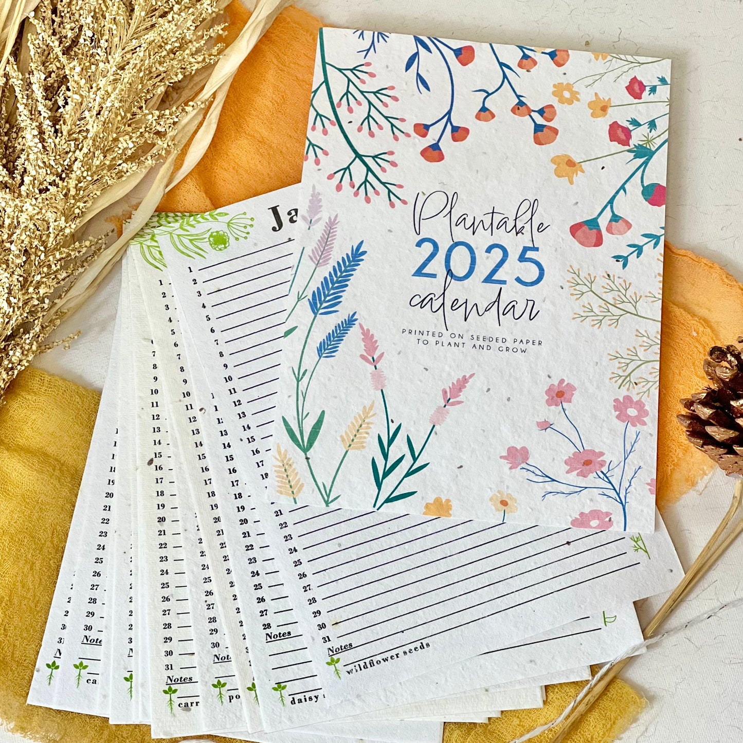 Seed Paper Plantable 2024 Calendar A5 - Flower Trails