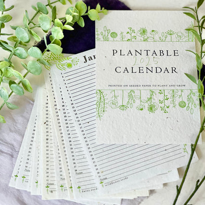 Seed Paper Plantable 2024 Calendar A5 - Green Flowers