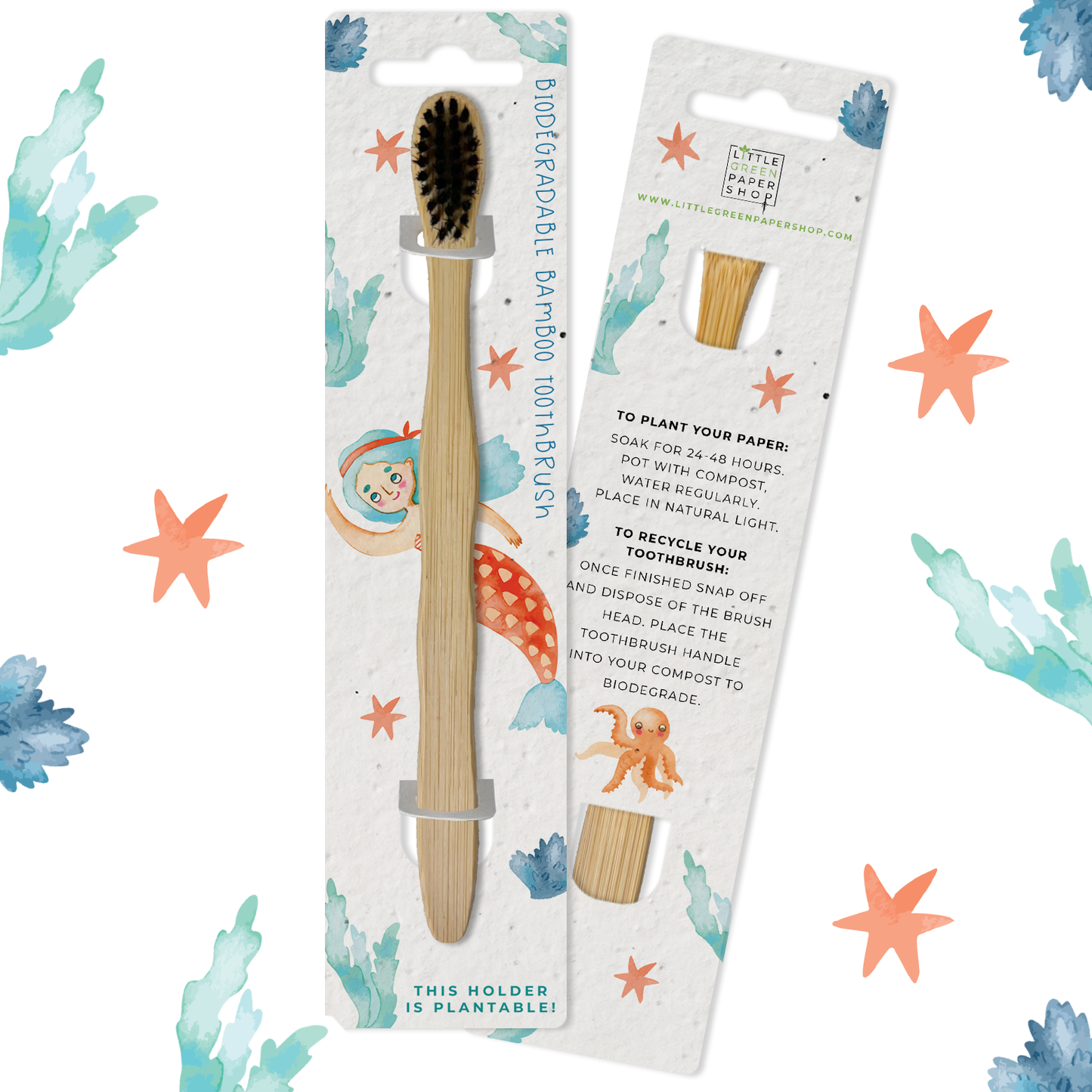 Eco-Friendly Bamboo Toothbrush - Mermaids