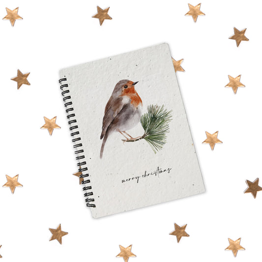 Plantable Christmas Notebook - Robin
