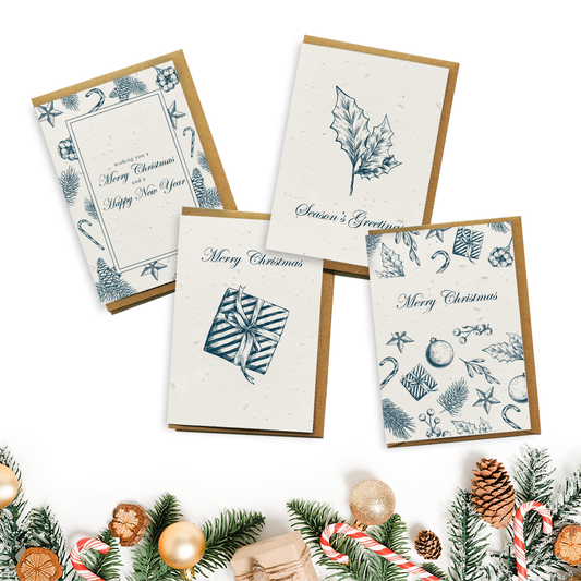 Christmas Cards 4-Pack - Blue Christmas