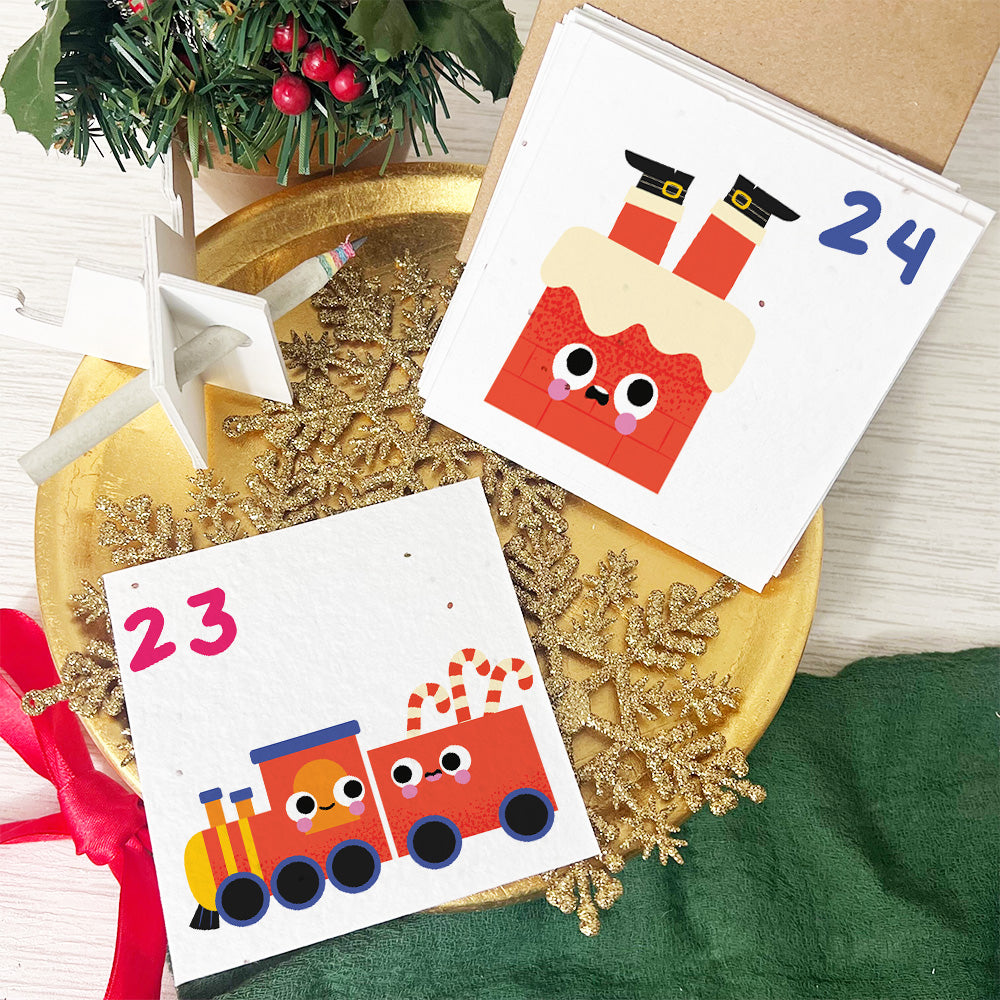 Seed Paper Plantable Advent Calendar - Cartoon Christmas