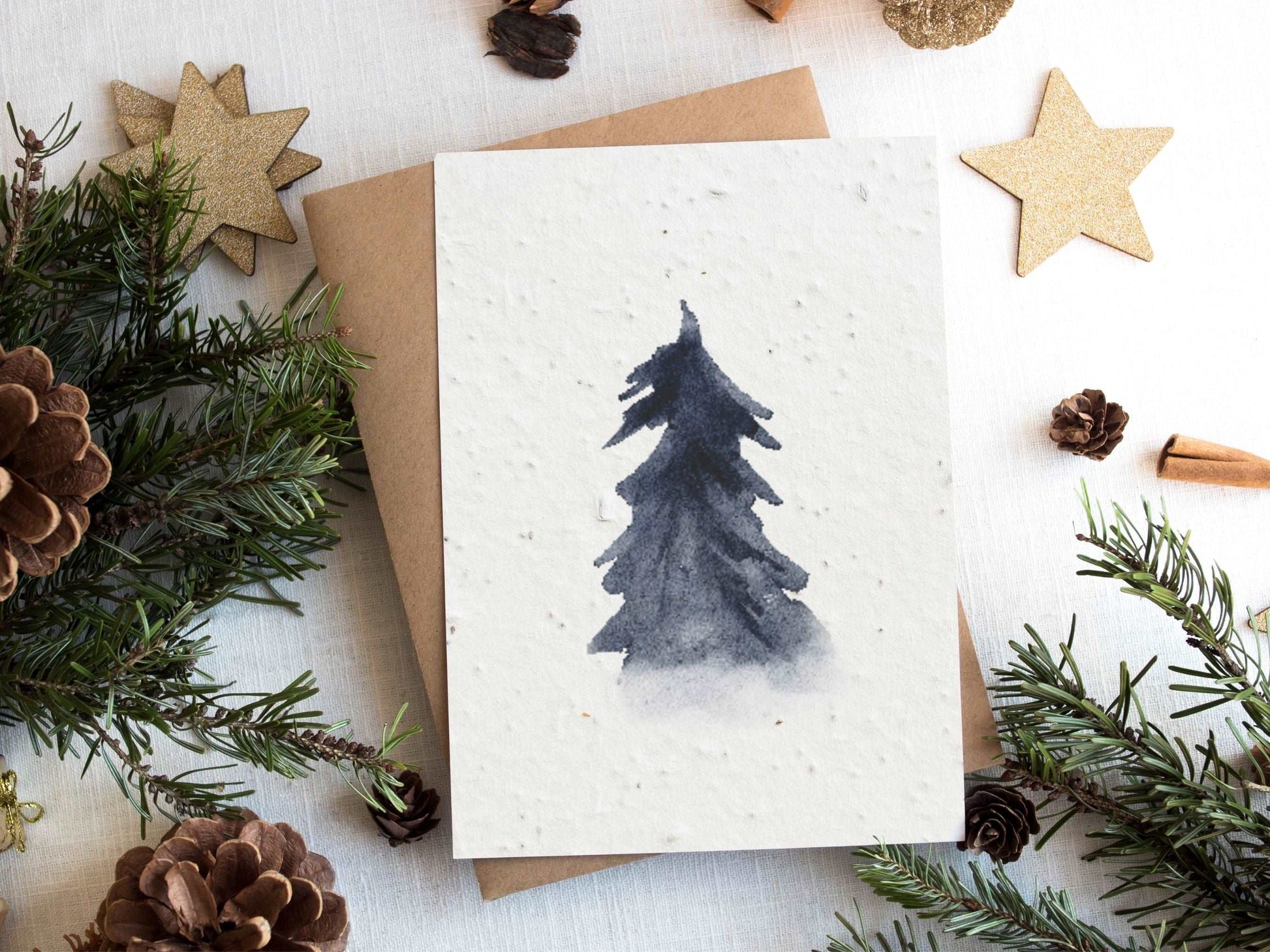 Plantable Seed Paper Christmas Cards 4-Pack - Silent Night Greeting Card Little Green Paper Shop