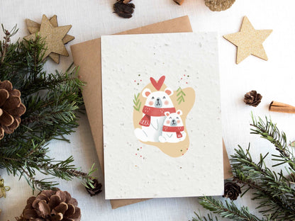 Plantable Seed Paper Christmas Cards 4-Pack - Christmas is all around Greeting Card Little Green Paper Shop