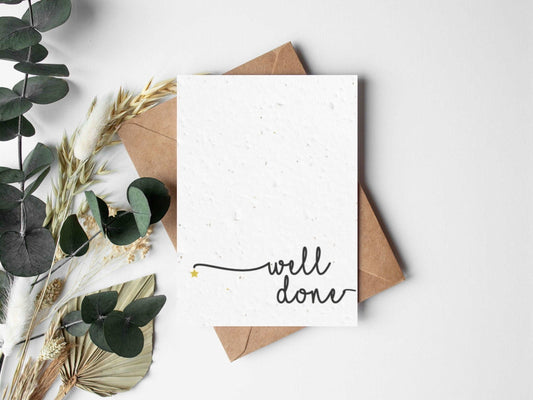Plantable Seed Paper STAR - Well Done Greeting Card Little Green Paper Shop