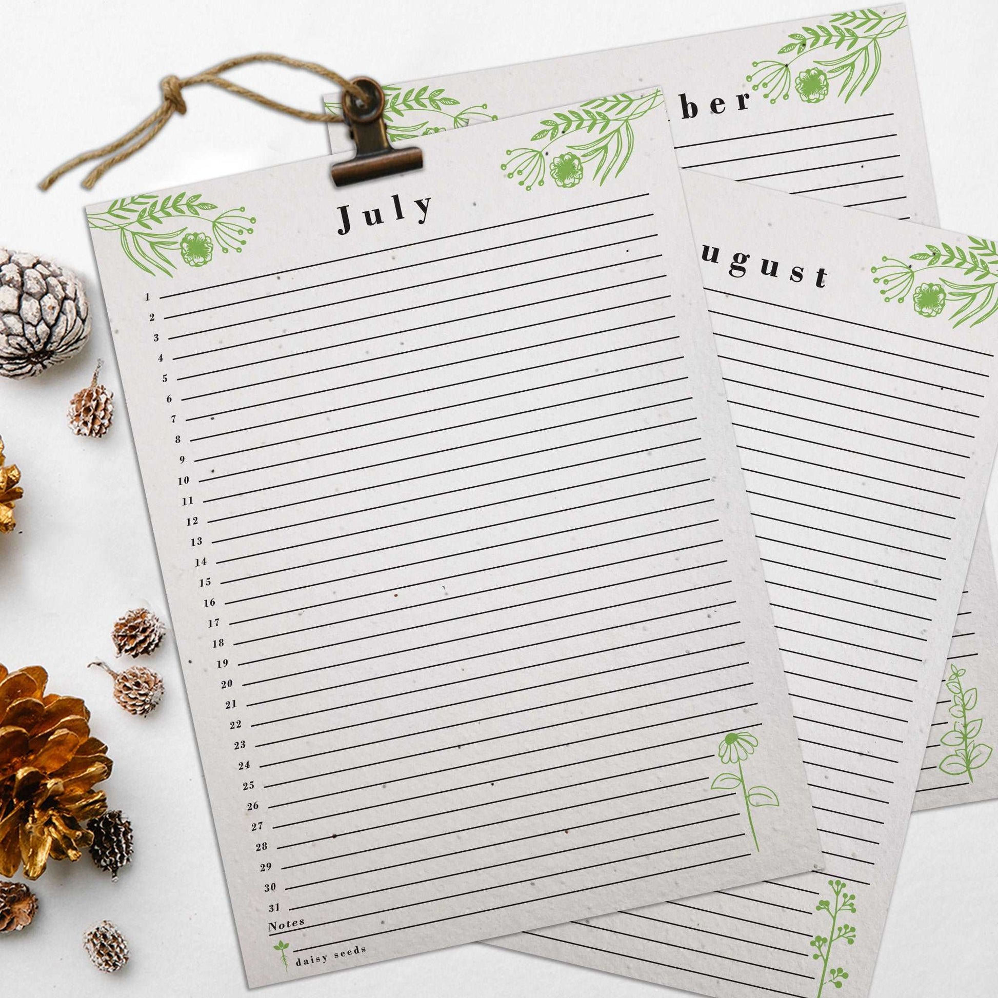 Plantable Seed Paper Seed Paper Plantable Calendar 2023  Little Green Paper Shop