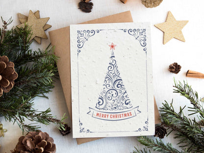 Plantable Seed Paper Christmas Cards 4-Pack - Let It Snow Greeting Card Little Green Paper Shop