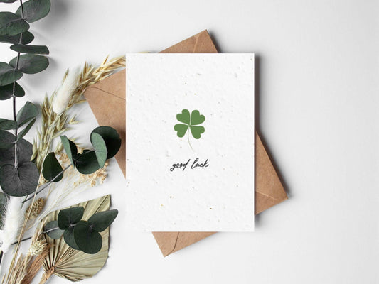Plantable Seed Paper Good Luck Clover Greeting Card Little Green Paper Shop