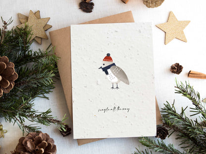 Plantable Seed Paper Christmas Cards 4-Pack - Festive Friends Greeting Card Little Green Paper Shop