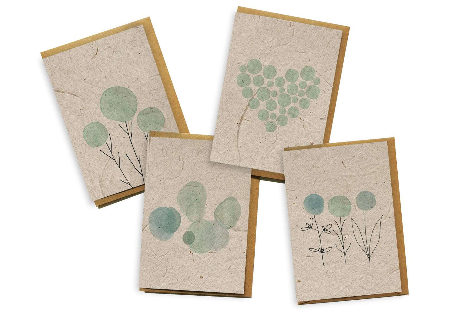 Plantable Seed Paper Card 4-Pack - Teal Watercolour Greeting Card Little Green Paper Shop