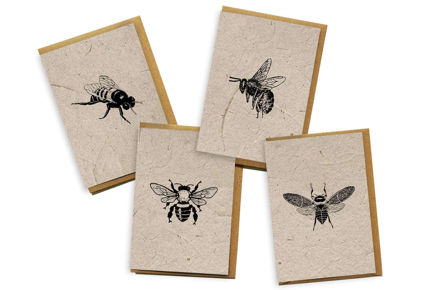 Plantable Seed Paper Card 4-Pack - Bees Greeting Card Little Green Paper Shop