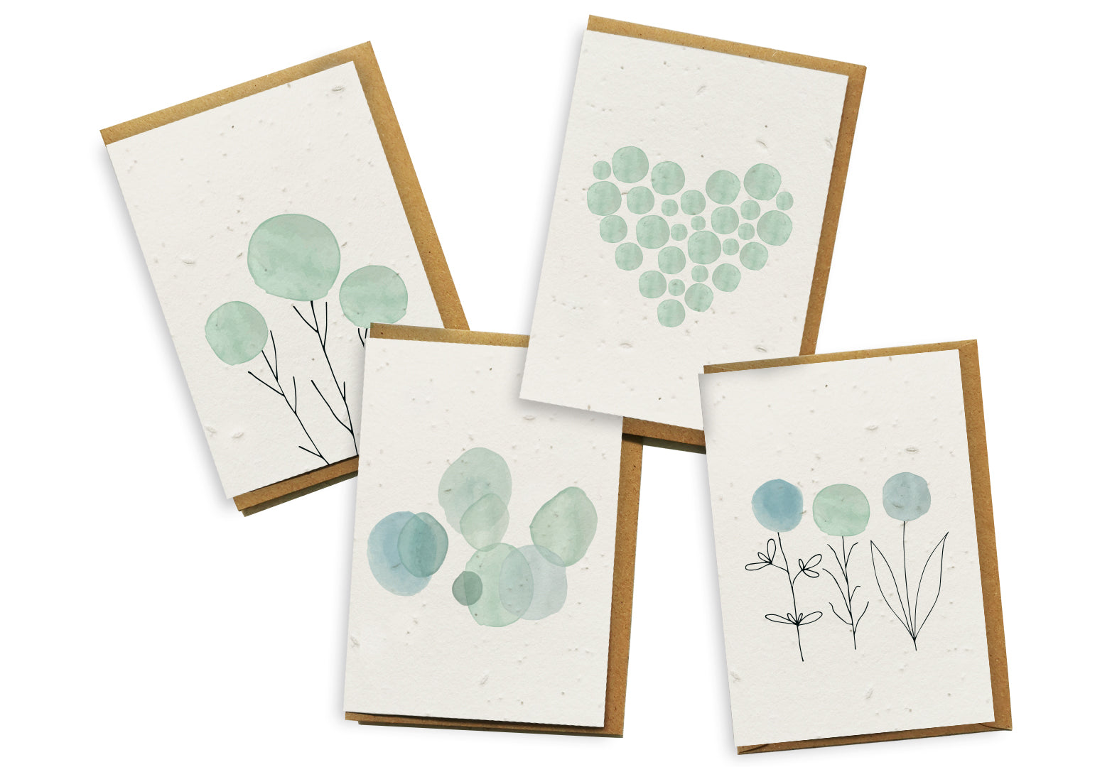 Plantable Seed Paper Card 4-Pack - Teal Watercolour Greeting Card Little Green Paper Shop