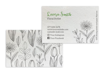 Plantable Seed Paper Business Cards - Botanical Sketch  Little Green Paper Shop