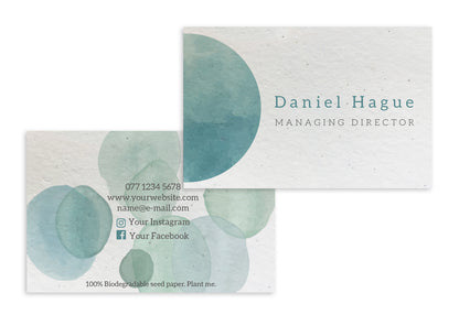 Plantable Seed Paper Business Cards - Raindrops  Little Green Paper Shop