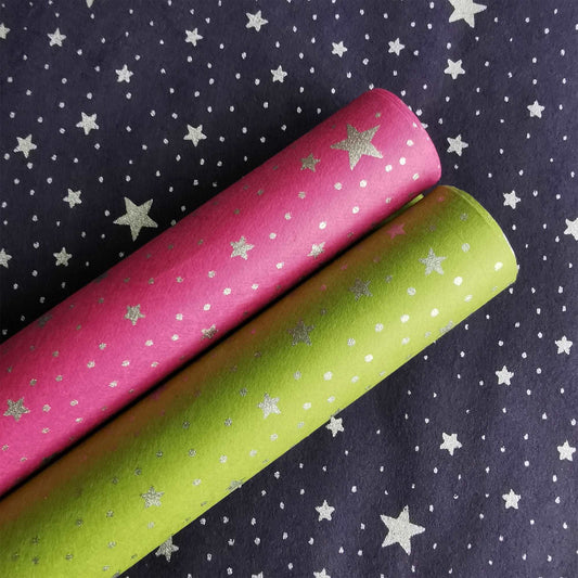 Eco-friendly Mulberry Wrapping Paper Silver Stars - 100% Biodegradable