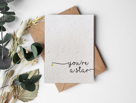 Plantable Seed Paper STAR - You're a Star Greeting Card Little Green Paper Shop