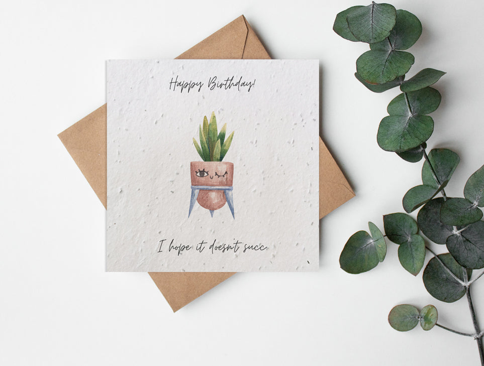 Plantable Seed Paper Plant Puns - Happy Birthday Greeting Card Little Green Paper Shop