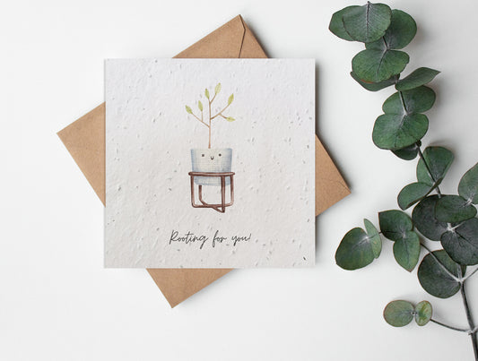 Plantable Seed Paper Plant Puns - Rooting for you Greeting Card Little Green Paper Shop