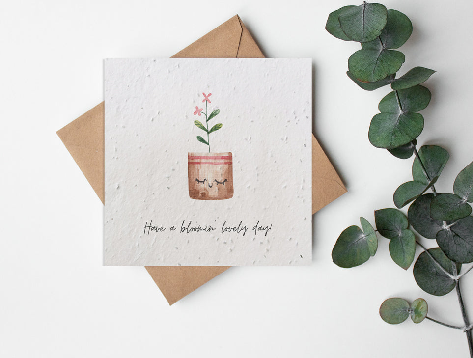 Plantable Seed Paper Plant Puns - Bloomin' Awesome Greeting Card Little Green Paper Shop