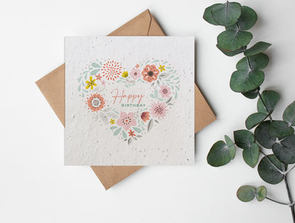 Plantable Seed Paper Pastels - Happy Birthday Greeting Card Little Green Paper Shop