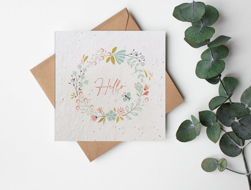 Plantable Seed Paper Pastels - Hello Greeting Card Little Green Paper Shop