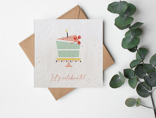 Plantable Seed Paper Pastels - Let's Celebrate! Greeting Card Little Green Paper Shop