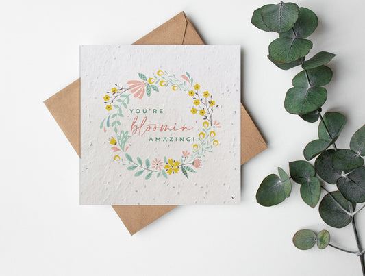 Plantable Seed Paper Pastels - Bloomin' Amazing Greeting Card Little Green Paper Shop