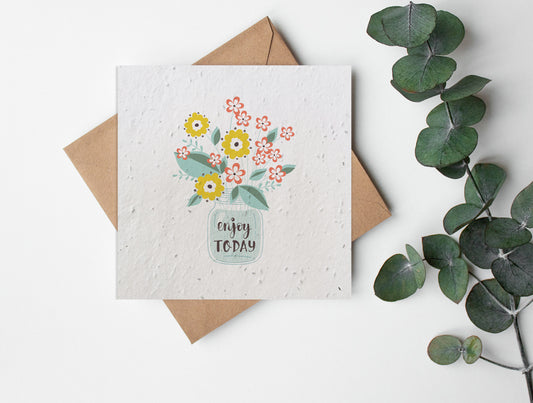 Plantable Seed Paper Pastels - Enjoy Today Greeting Card Little Green Paper Shop