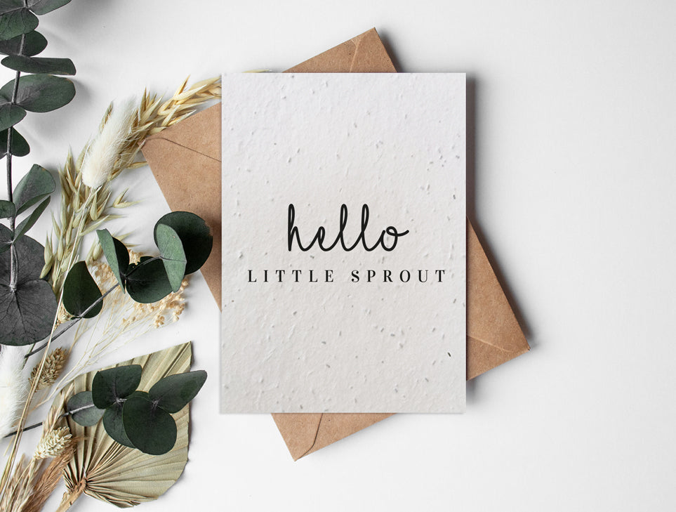 Plantable Seed Paper Hello Little Sprout (New Baby) Greeting Card Little Green Paper Shop
