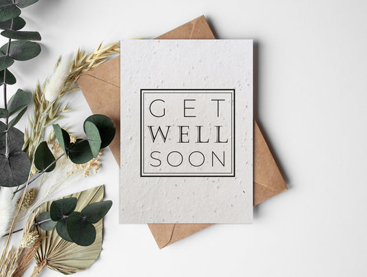 Plantable Seed Paper Black & White - Get Well Soon Greeting Card Little Green Paper Shop