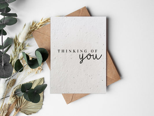 Plantable Seed Paper Black & White - Thinking of You Greeting Card Little Green Paper Shop