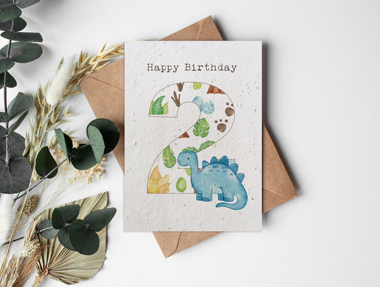 Plantable Seed Paper Dinosaurs - 2 Greeting Card Little Green Paper Shop