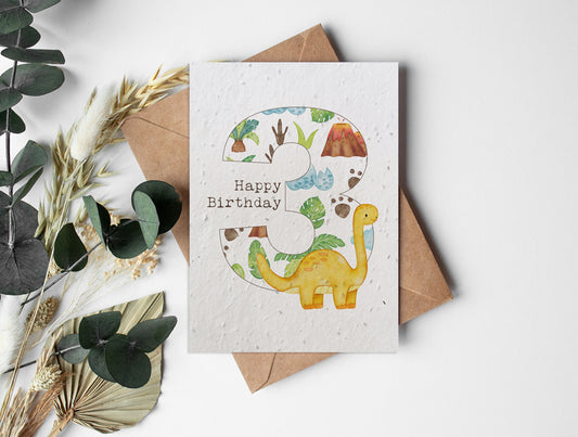 Plantable Seed Paper Dinosaurs - 3 Greeting Card Little Green Paper Shop