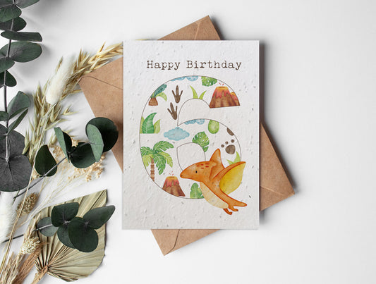 Plantable Seed Paper Dinosaurs - 6 Greeting Card Little Green Paper Shop