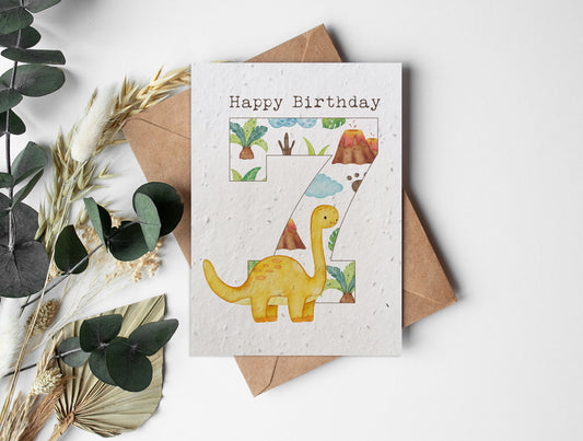 Plantable Seed Paper Dinosaurs - 7 Greeting Card Little Green Paper Shop